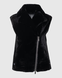 Shearling Lamb Zip Vest | Black