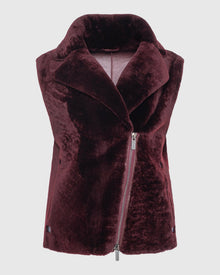 Shearling Lamb Zip Vest | Burgundy