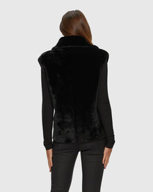 Shearling Lamb Zip Vest | Black