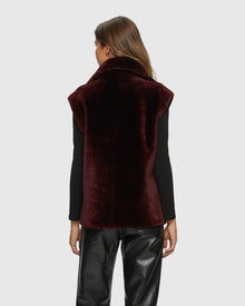 Shearling Lamb Zip Vest | Burgundy