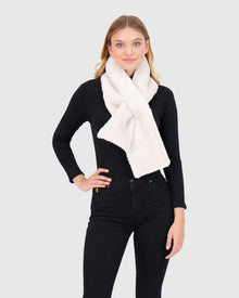 Silky Select Shearling Lamb Pull-Through Scarf | Beige