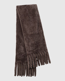 Silky Select Shearling Lamb Stole With Fringes | Taupe