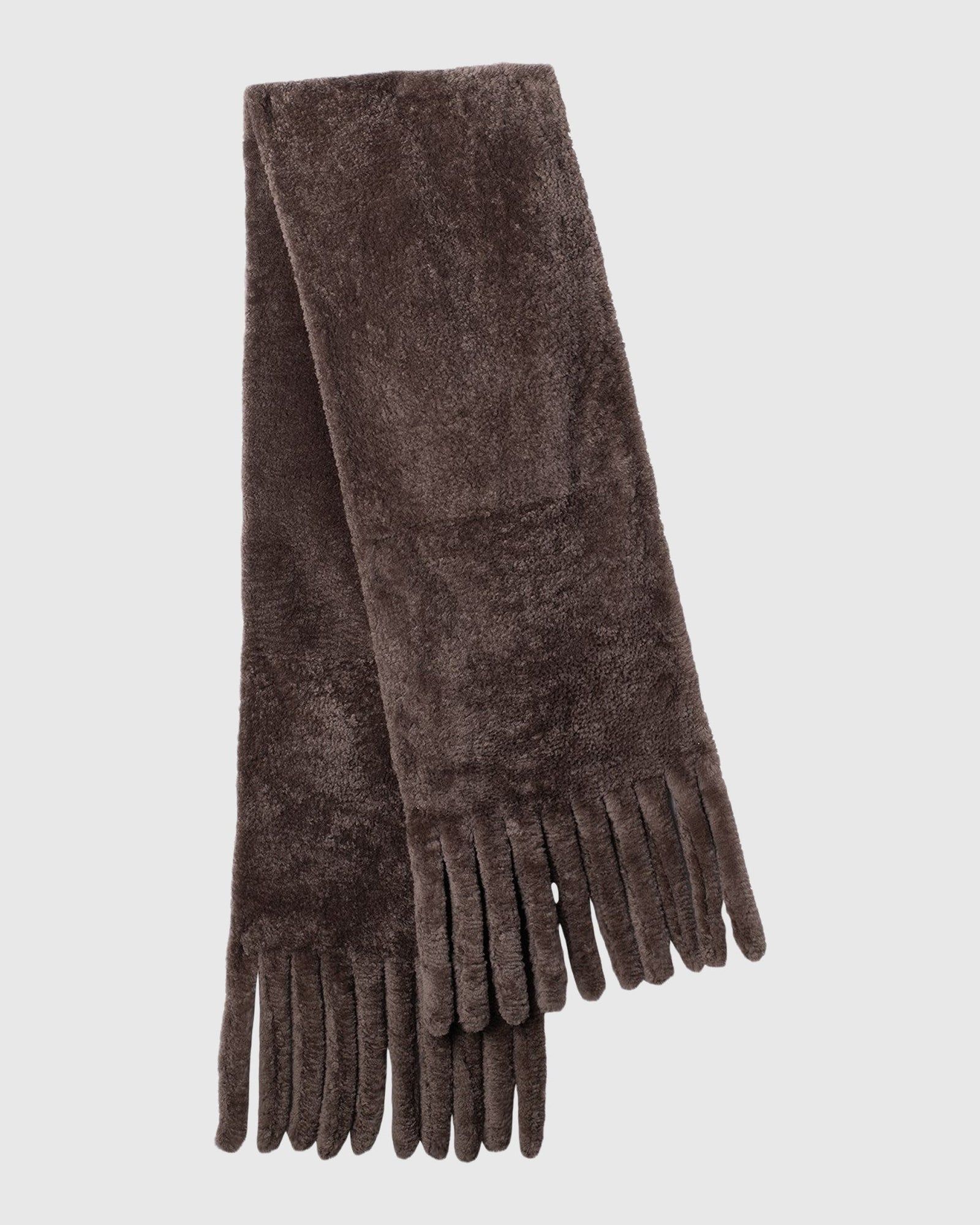 Silky Select Shearling Lamb Stole With Fringes | Taupe
