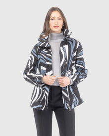 Lightweight Zip Jacket With Concealed Hood | Black Swirl