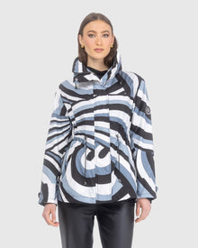 Lightweight Zip Jacket With Concealed Hood | Gray Swirl