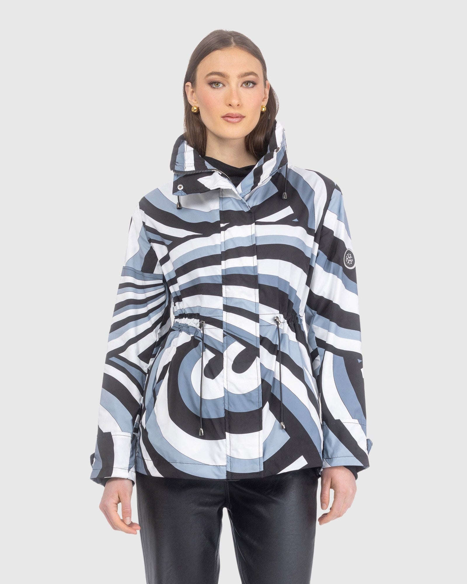 Lightweight Zip Jacket With Concealed Hood | Gray Swirl