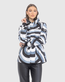 Lightweight Zip Jacket With Concealed Hood | Gray Swirl
