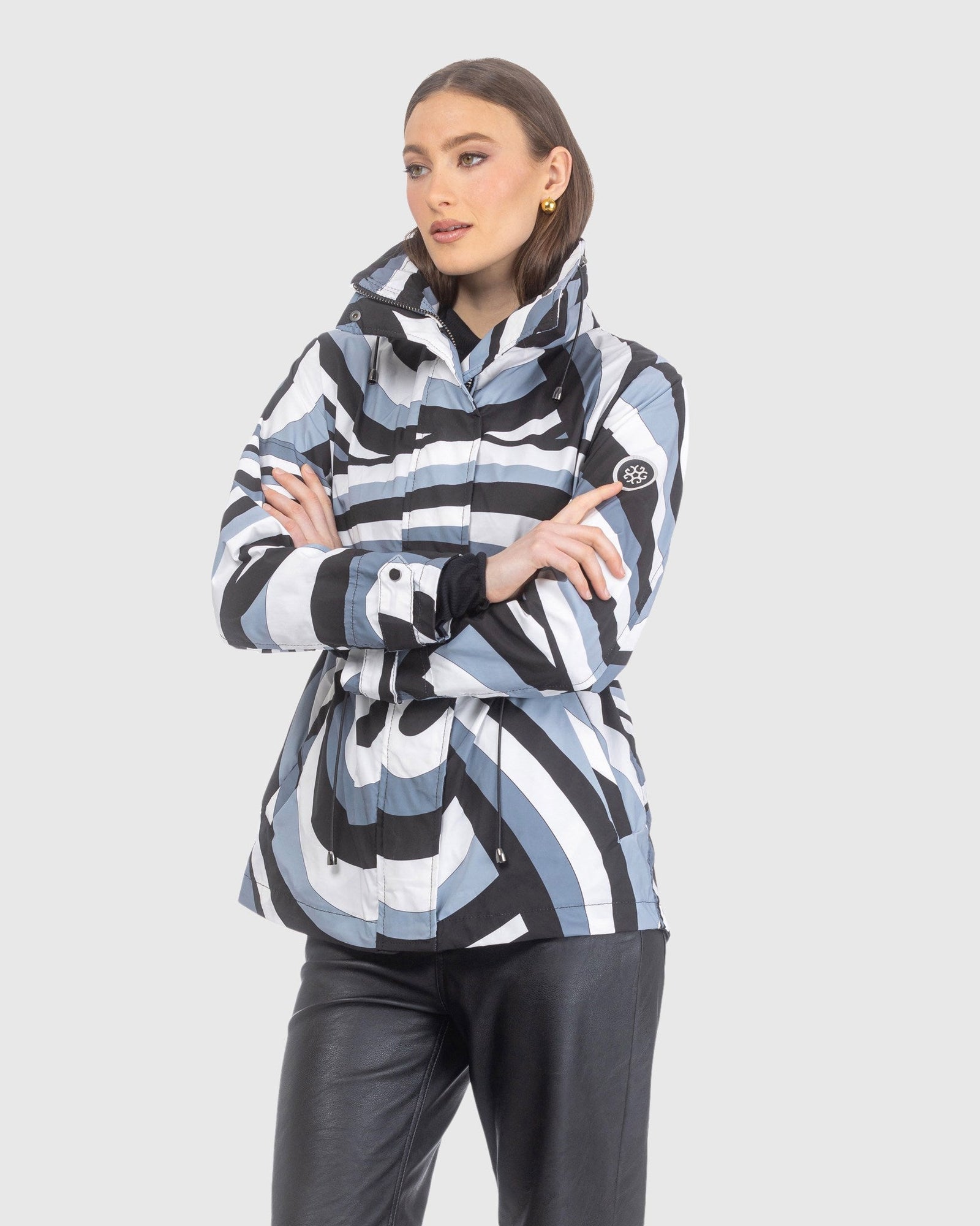 Lightweight Zip Jacket With Concealed Hood | Gray Swirl