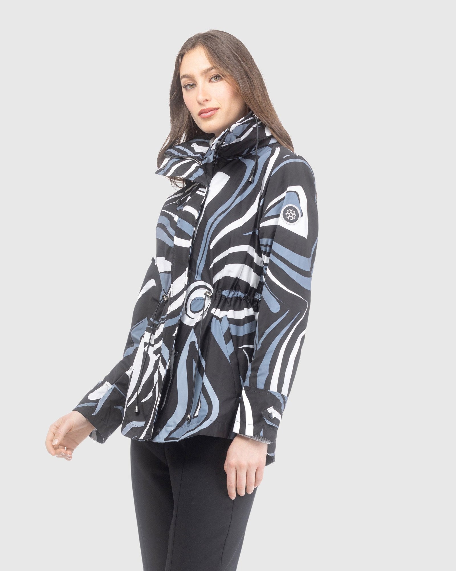 Lightweight Zip Jacket With Concealed Hood | Black Swirl