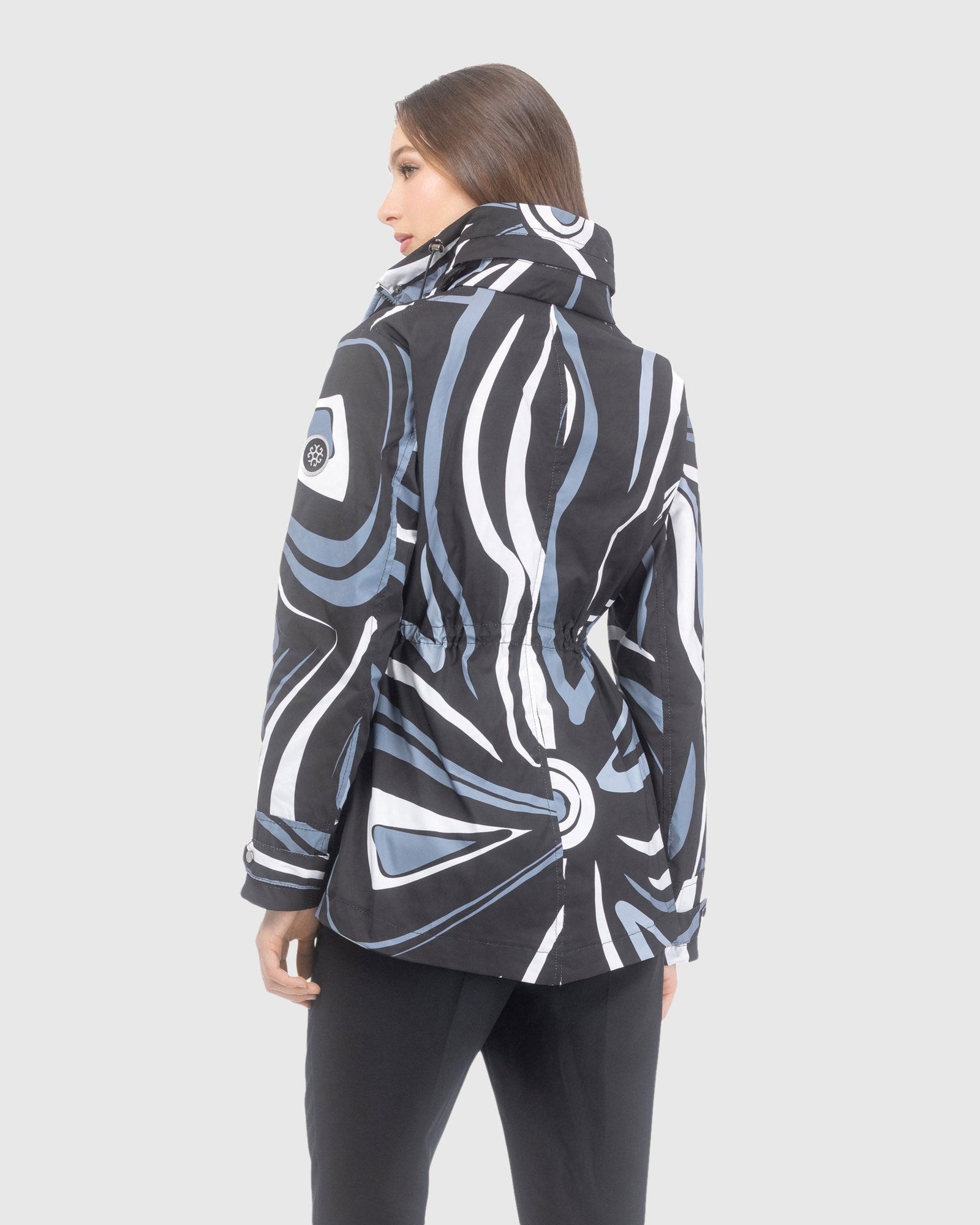 Lightweight Zip Jacket With Concealed Hood | Black Swirl