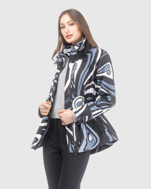 Lightweight Zip Jacket With Concealed Hood | Black Swirl