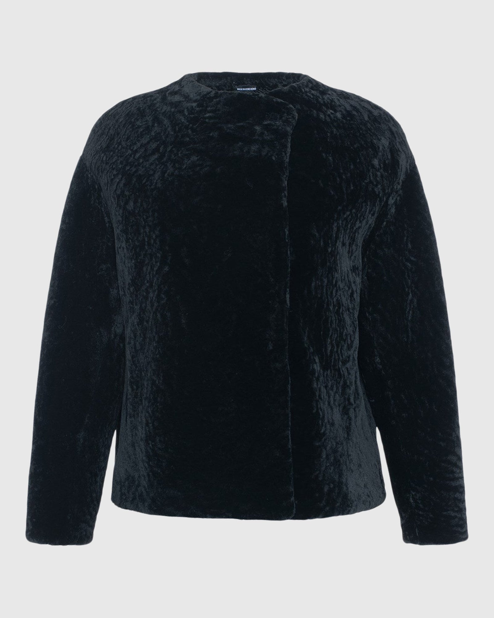 Textured Shearling Lamb Jacket | Black (V1)