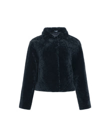 Textured Shearling Lamb Jacket | Women | Black (V1)