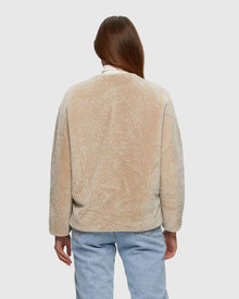 Textured Shearling Lamb Jacket | Beige