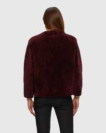 Textured Shearling Lamb Jacket | Merlot