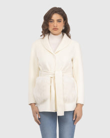 Wool Belted Jacket With Select Lamb Patch Pockets | Ivory