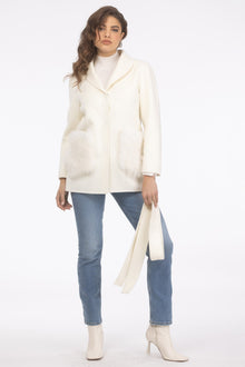 Wool Belted Jacket With Select Lamb Patch Pockets | Women | Ivory