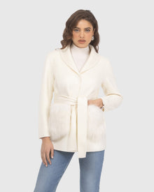 Wool Belted Jacket With Select Lamb Patch Pockets | Ivory