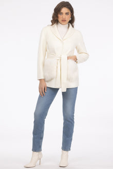 Wool Belted Jacket With Select Lamb Patch Pockets | Women | Ivory