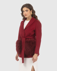 Wool Belted Jacket With Select Lamb Patch Pockets | Wine