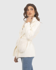 Wool Belted Jacket With Select Lamb Patch Pockets | Ivory