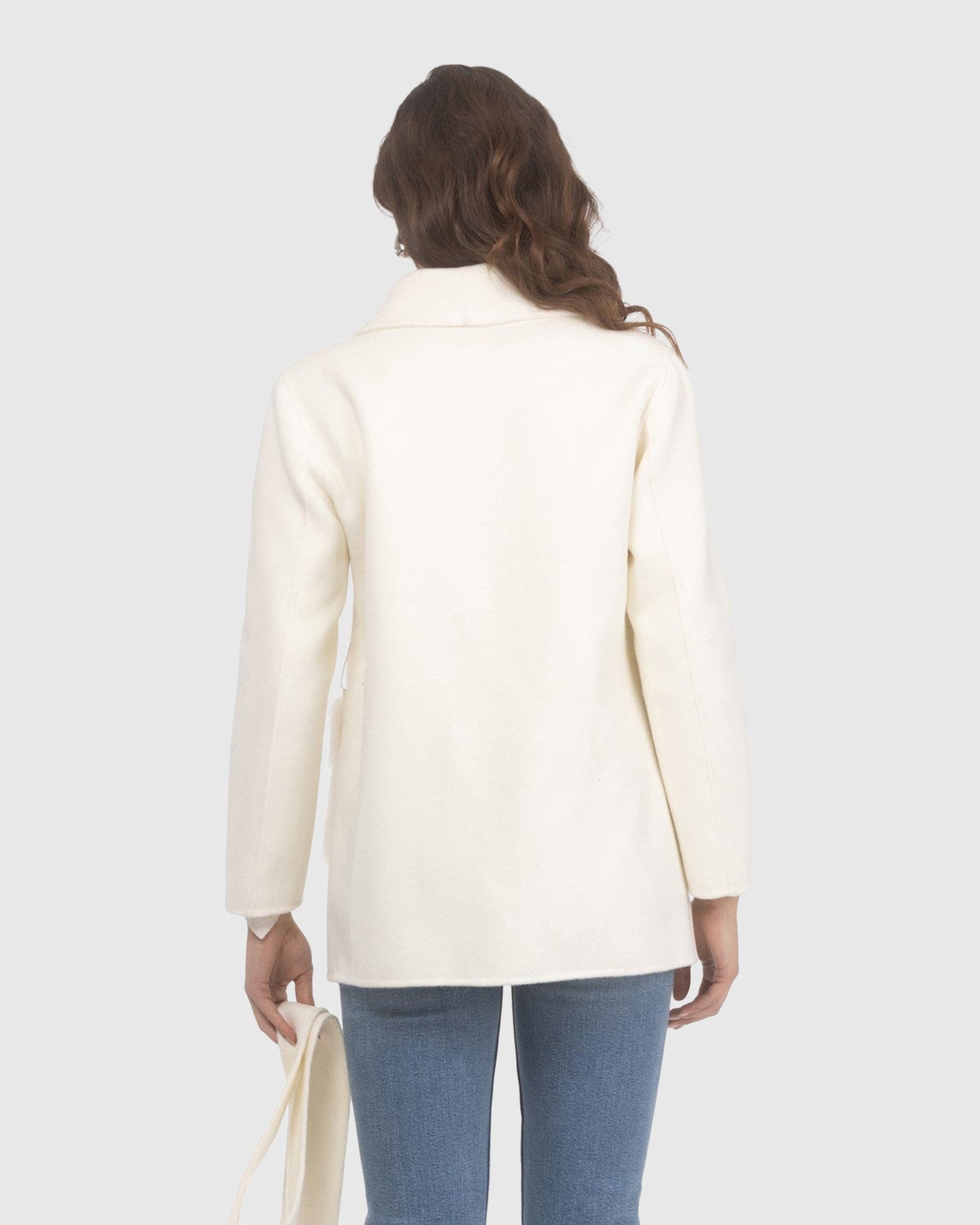 Wool Belted Jacket With Select Lamb Patch Pockets | Ivory