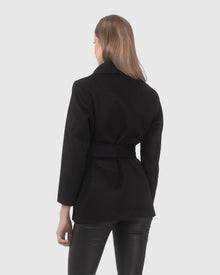 Wool Belted Jacket With Select Lamb Patch Pockets | Black