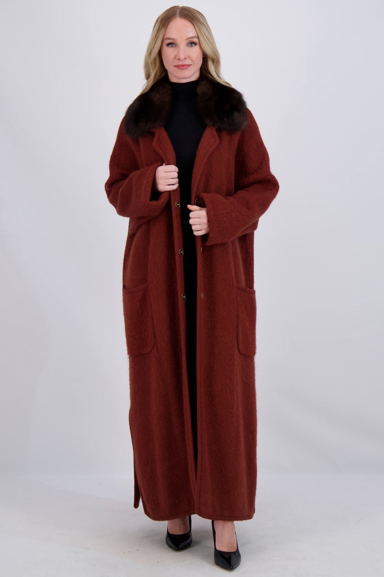 Wool Short Coat With Sable Collar | Women | Amber x Barguzine