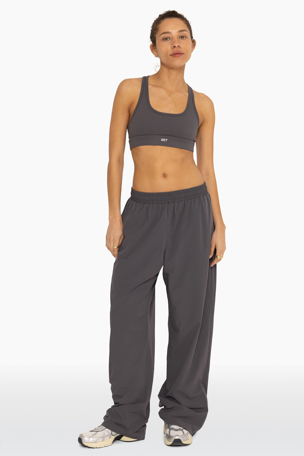 Nylon Zip Track Pants | Graphite