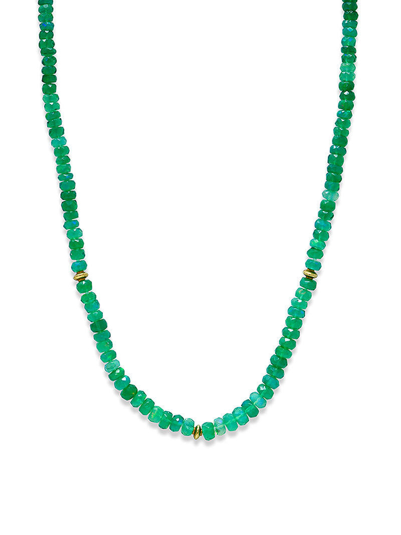 Boheme Faceted Green Opal Rondelle Necklace | Green Opal | 14K Yellow Gold