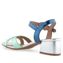 Cinzia Sandal Block Heel | Metallic Combination Faux Leather
