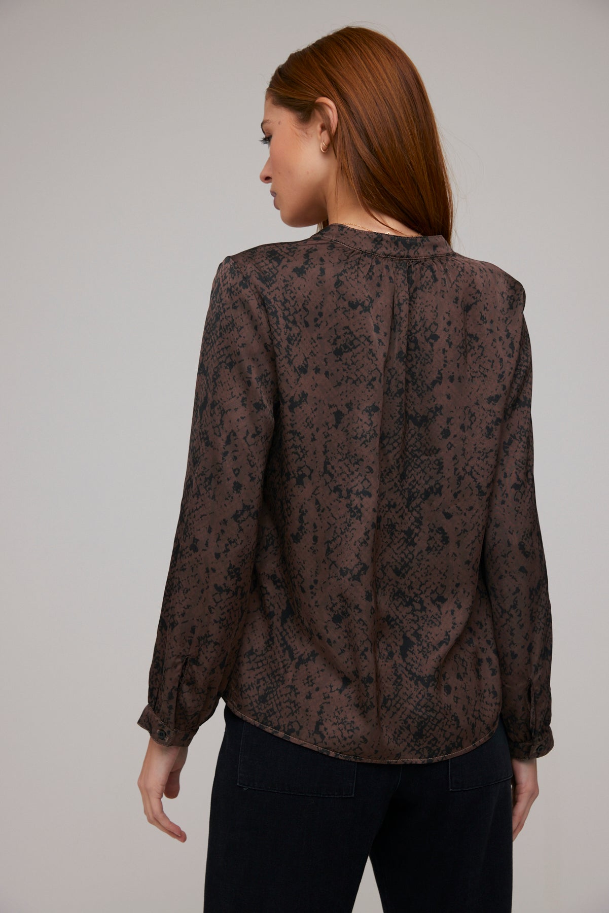 Half Placket Pullover - Brown Snake Print