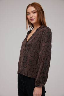 Half Placket Pullover - Brown Snake Print