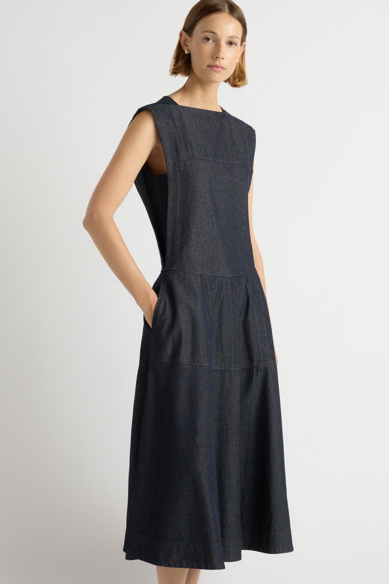 Mali | Holland Drop-Waist Denim Dress in Size Small
