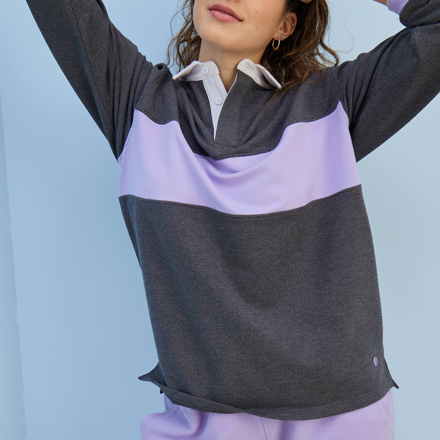 WFH Modal French Terry Rugby | Gray/Lavender