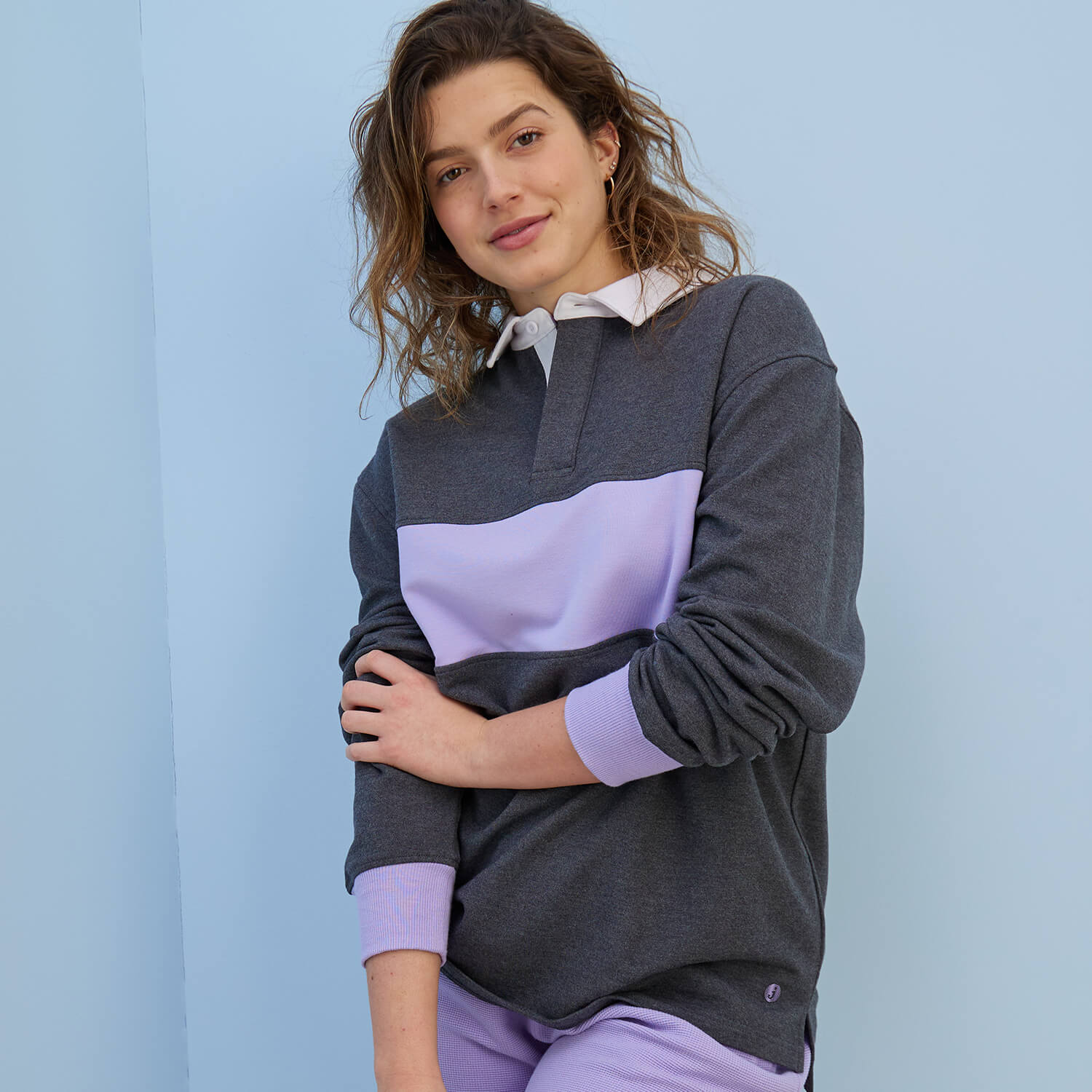 WFH Modal French Terry Rugby | Gray/Lavender