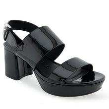 Camilia Sandal Platform | Black Faux Patent