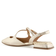 Napoli Dress Flat | Gold Metallic Textured Faux Leather