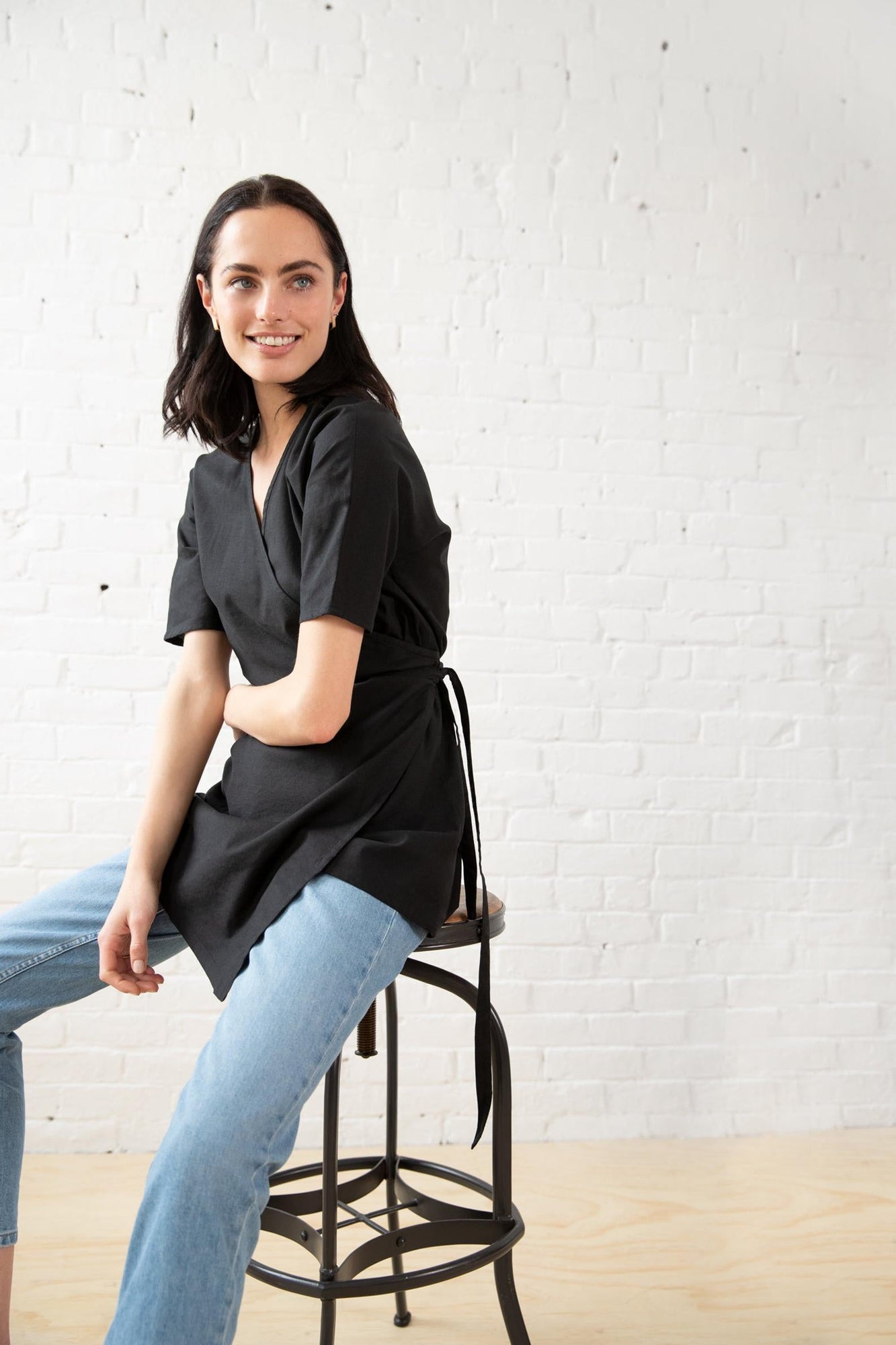 Aitana Linen Top | Black