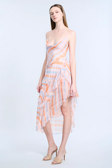 Cowl Neck Ruffle Dress | Plaid Print