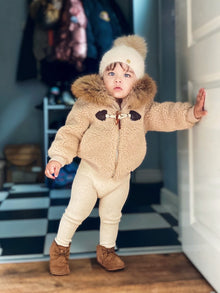 Shearling Camel Bomber Coat - Petite Maison Kids