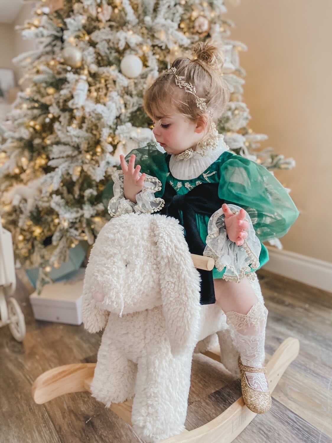 Aurora Royal Green Velour Romper | Green