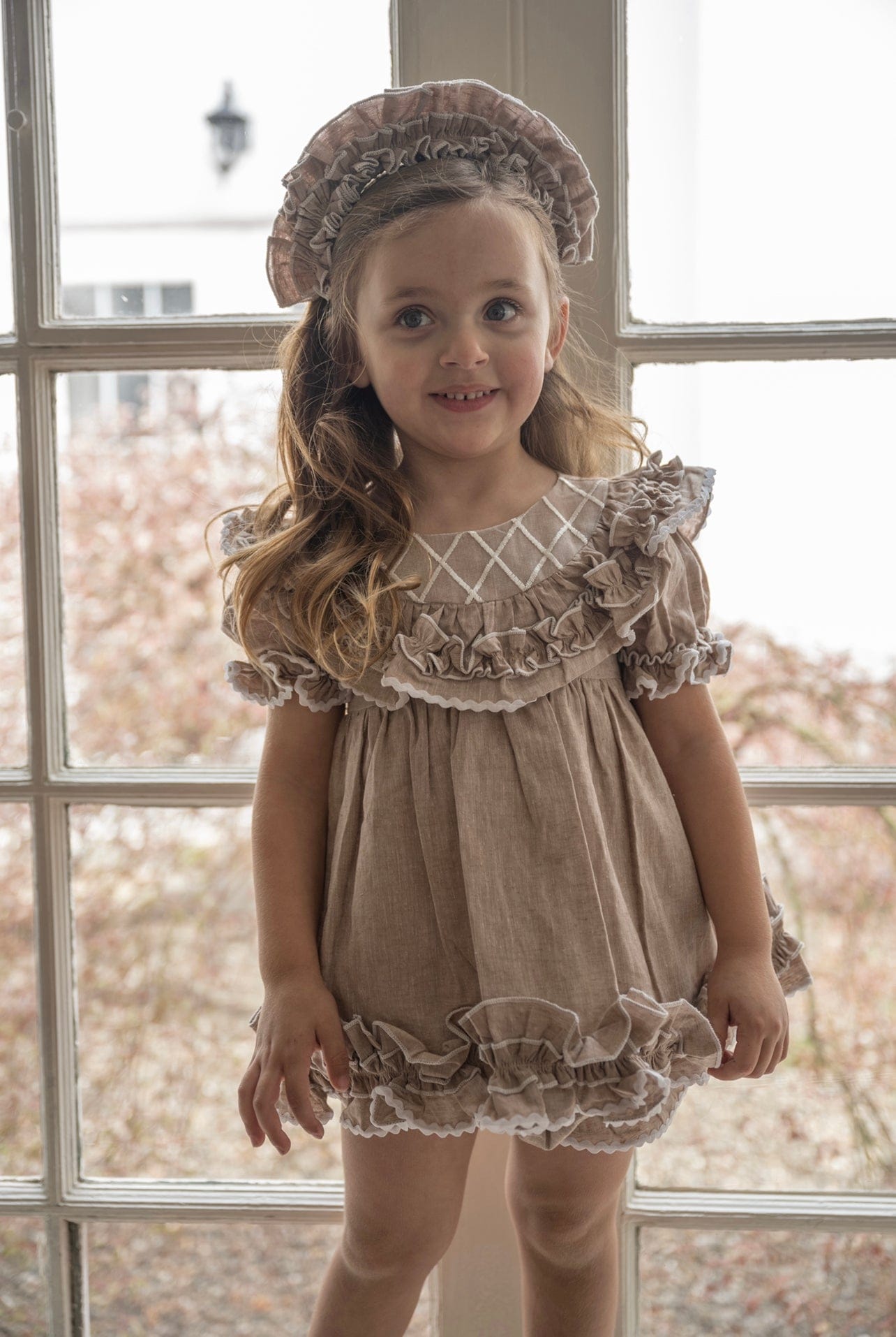 Ashlyn Tan Linen Top and Shorts Set | Beige