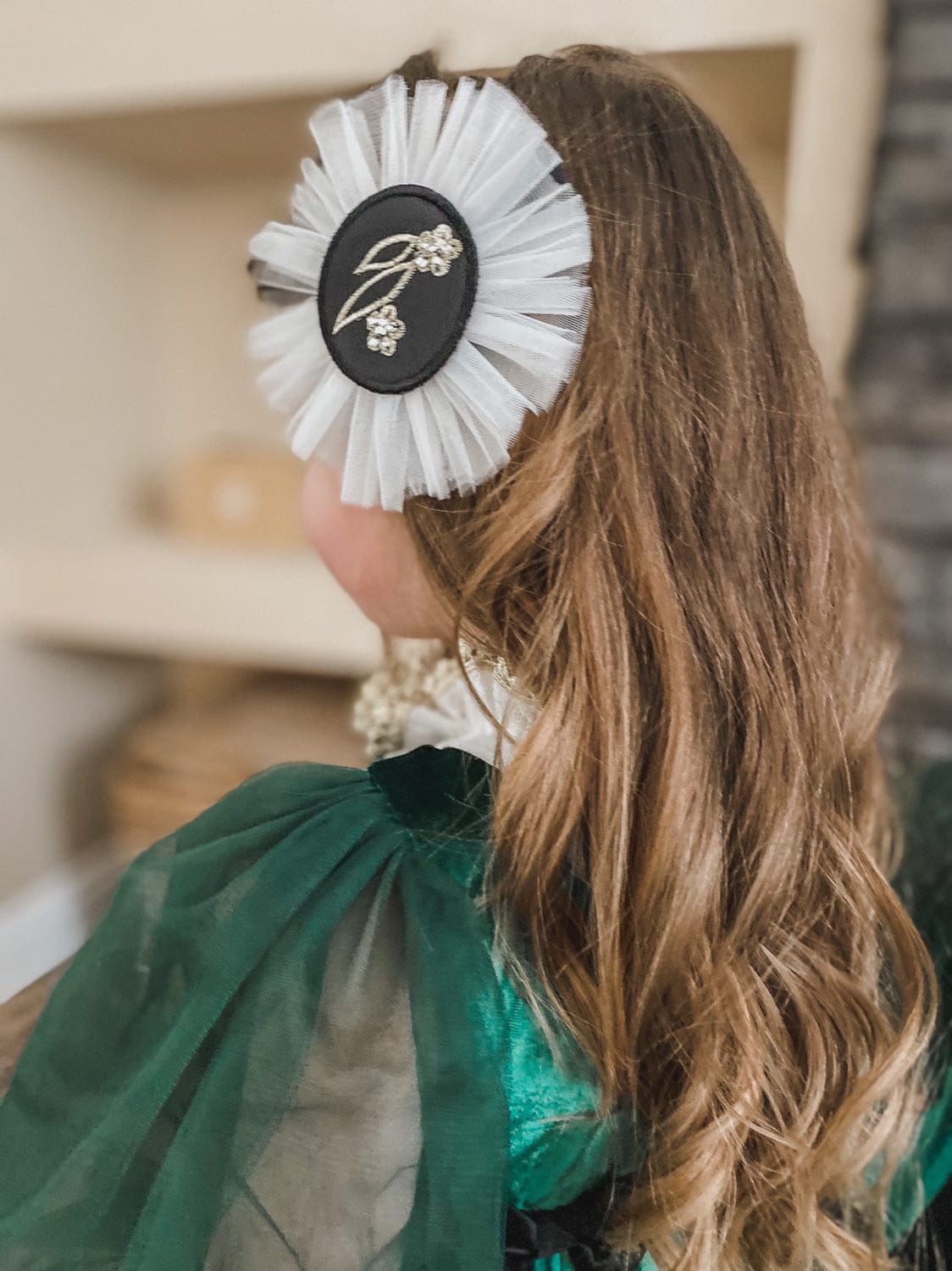 Aurora Embroidered and Hair Clip | White & Black