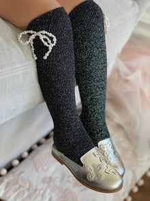 Perla Shimmer Socks | Charcoal Black