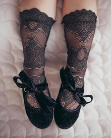 Alice Lace Socks | Charcoal Black