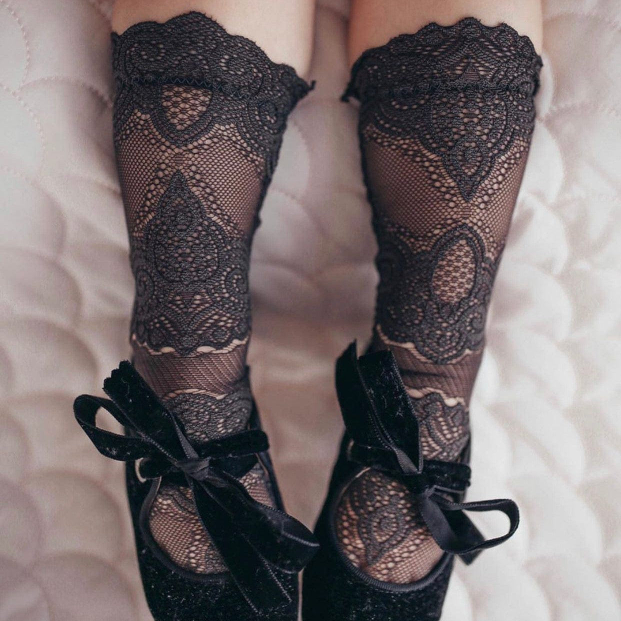 Alice Lace Socks | Charcoal Black