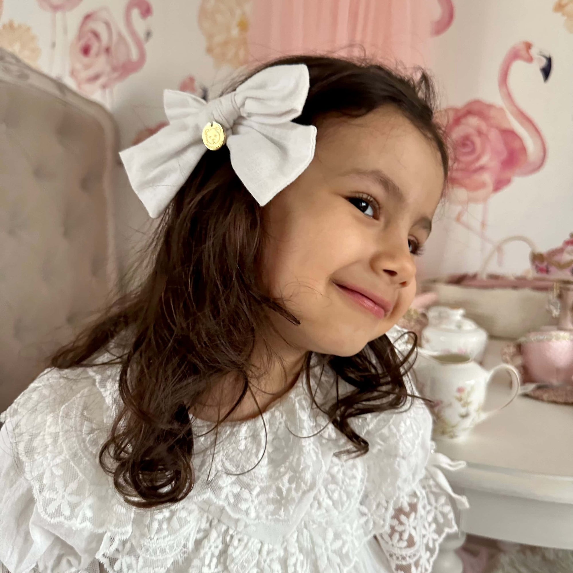 Emma Linen Hair Bow - Petite Maison Kids