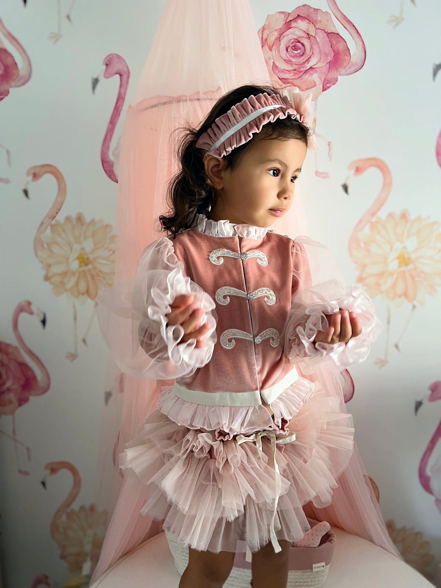 Clara Pink Velour Jacket and Bloomers Set | Pink