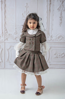 Girl | Blair Estate Tweed Top and Skirt Set | Brown x White